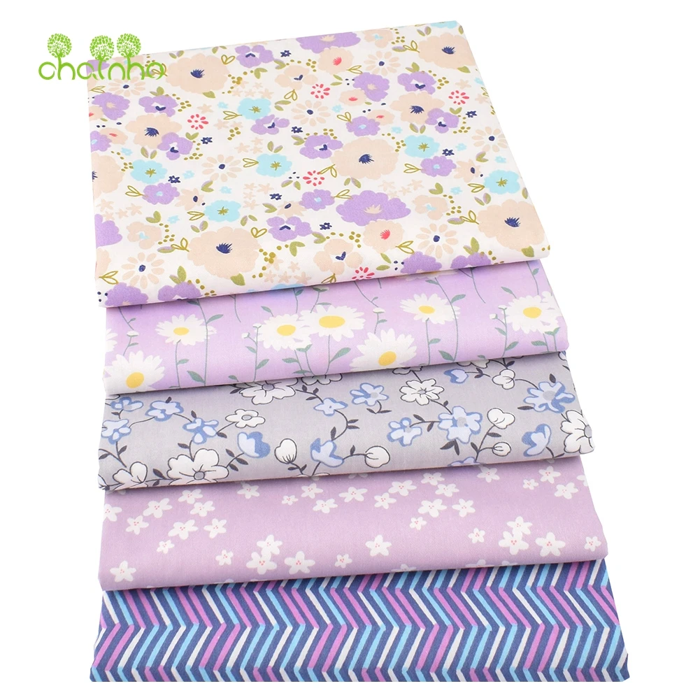 Chainho,Printed Twill Weave Cotton Fabric,Patchwork Cloth,DIY Sewing Quilting Material,Floral Series,2 Specification,15C187