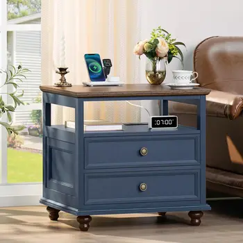 2 Drawer Nightstand with Charging Station 1