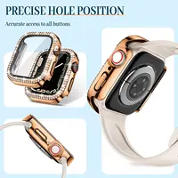 Verre scintillant diamant + couvercle pour boîtier de montre Apple 45/41mm 46/42mm 44/40mm, écran HD en verre trempé iWatch 11 10 9 8 7 6 5 SE 4