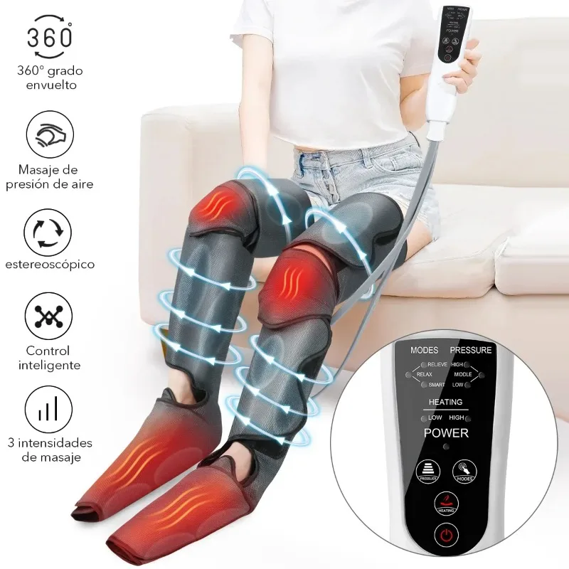 Electric 360° Foot Air Pressure Leg Massager Promotes Blood Circulation, Muscle Relaxation, Lymphatic Drainage Device