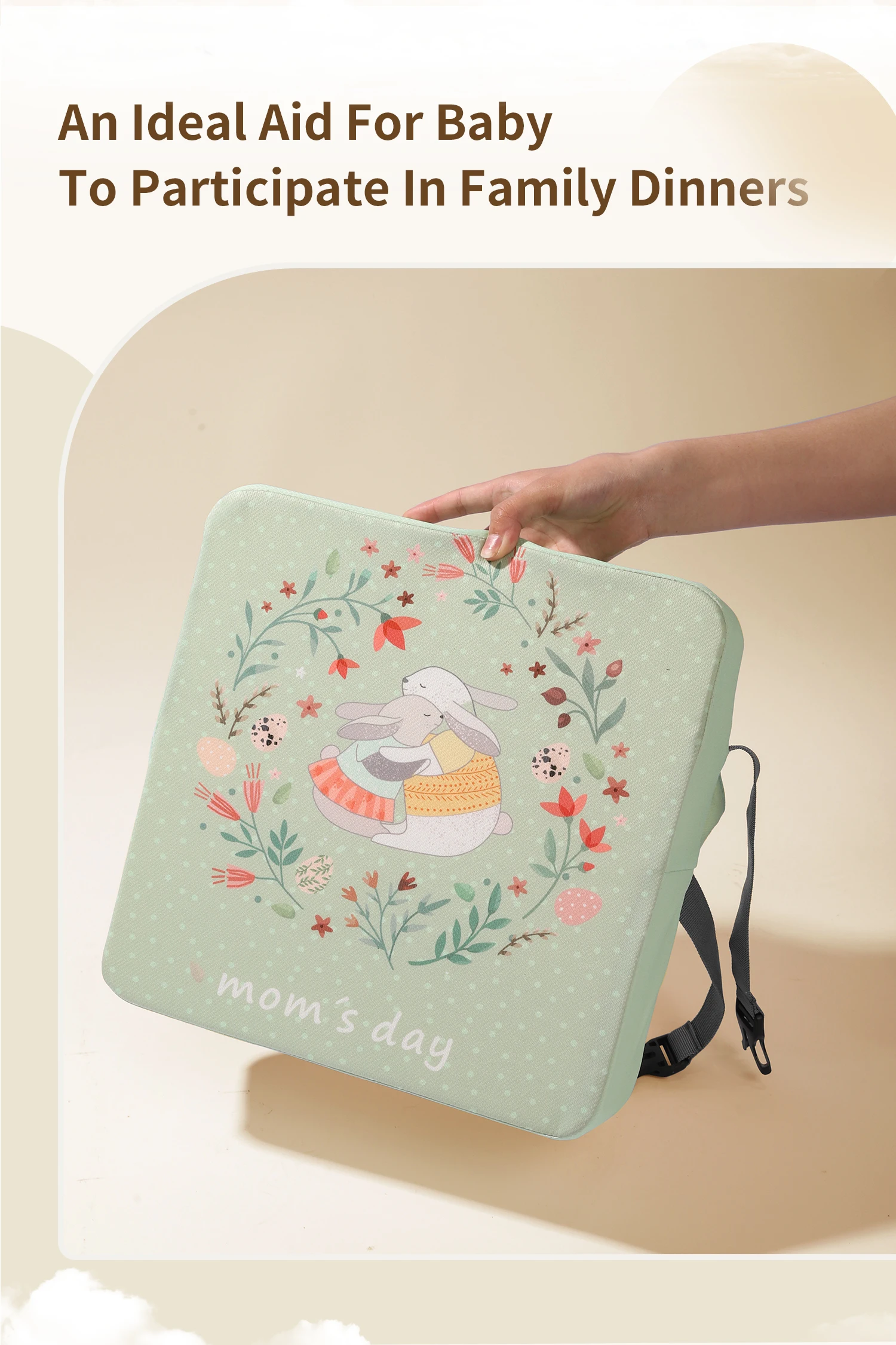Description Picture 4 of itemINSULAR Children Kids Increased Booster Seat Cushion Pad Pillow Adjustable Removable Baby Safety Stroller Dining High Chair Seat