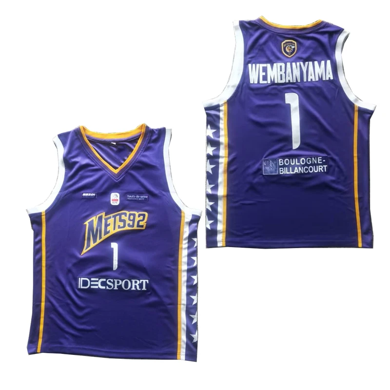 Basketball jerseys Mete 92 1 Wembanyama Sewing embroidery Outdoor Sportswear Sweat absorption Big Size