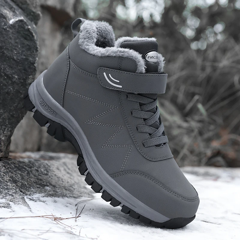 

Lovers' snow boots winter new warm plush outdoor casual leather boots fashion men's and women's comfort soft soled cotton shoes