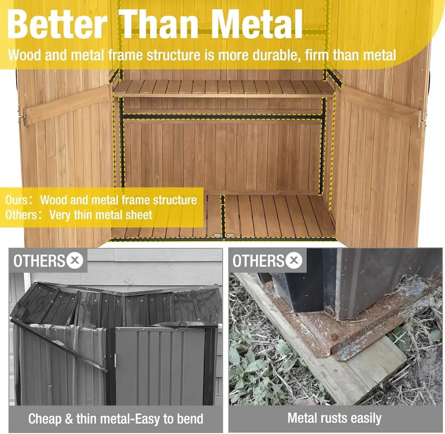 Outdoor Storage Shed Upgraded with Strong Metal Frame Garden Tool Shed Storage House Cabinet with Adjustable Shelfs 3