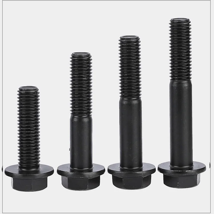 M10 M12 M14 M16 Grade 10.9 Black Carbon Steel Flanged Hex Head Bolt Cap Screw Fine Thread Pitch 1.25/1.5mm Flange Screw