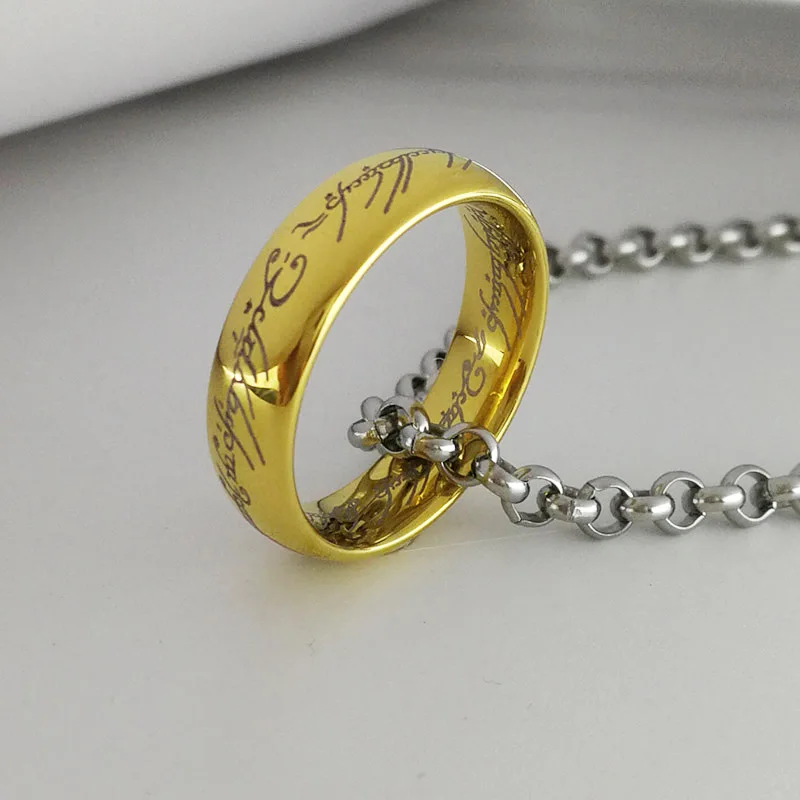 My Precious!  Gold / Black / Silver Color 6mm Tungsten Carbide Ring + Stainless Steel Chain Fashion Jewelry The One Ring 5