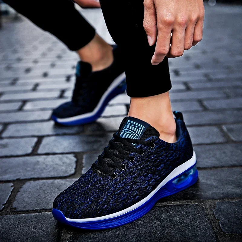 New Black Mesh Breathable Men'S Vulcanized Shoes Light And Comfortable Cushioning Sneakers Shoes For Men Zapatos De Hombre