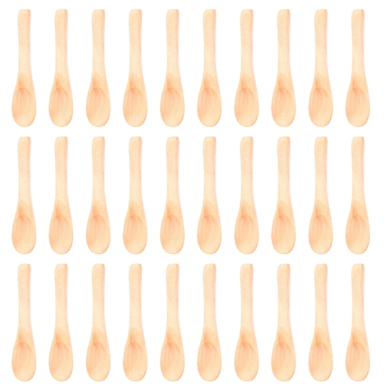 

30 Pieces Small Wooden Spoons Mini Nature Wooden Spoons Mini Tasting Spoons Condiments Salt Spoons For Kitchen Cooking Seasoning