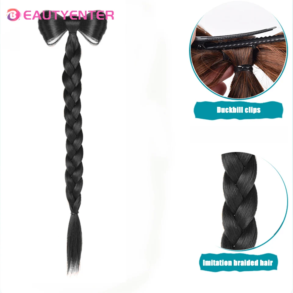 Y2k Wig Braid Female Ponytail Sweet Cool Bow Ball Head Natural Boxing Braid