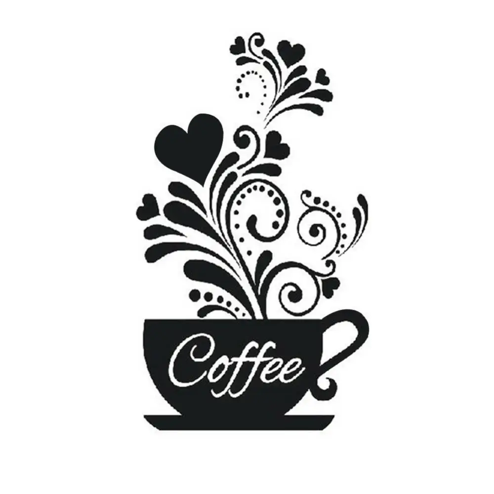 Coffee Wall Stickers Kitchen Decorative Stickers Vinyl Wall Decals DIY Home Decor Dining Room Shop Bar