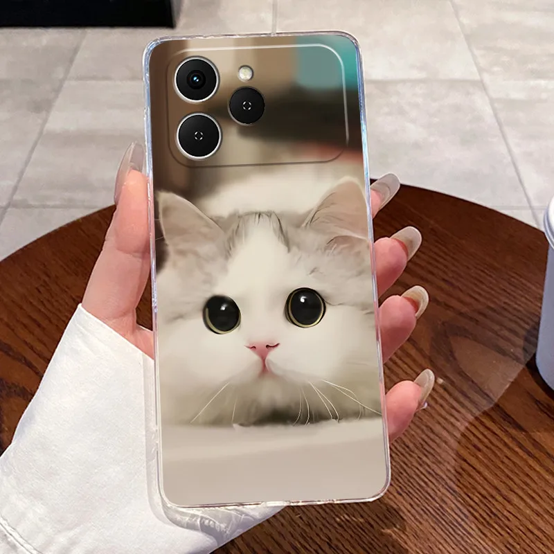 Aesthetic Luxury Cute Cat Astronaut Transparent Phone Case Cover