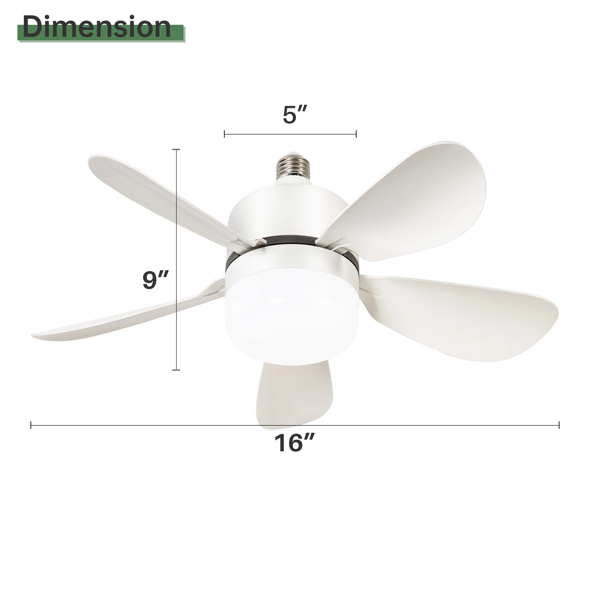 Sofucor Modern 16-Inch Ceiling fan E26 E27 Socket Fan Ceiling Fan Light With Remote Control