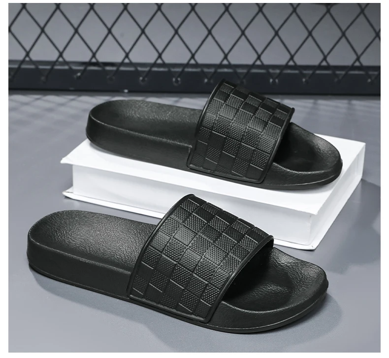 Herren-Slipper 2026 Sommer Outdoor Rutschfeste Geruchshemmende Freizeit-Strandpantoffeln Neu Karierte Slides Große Größen 48 – Detail 18