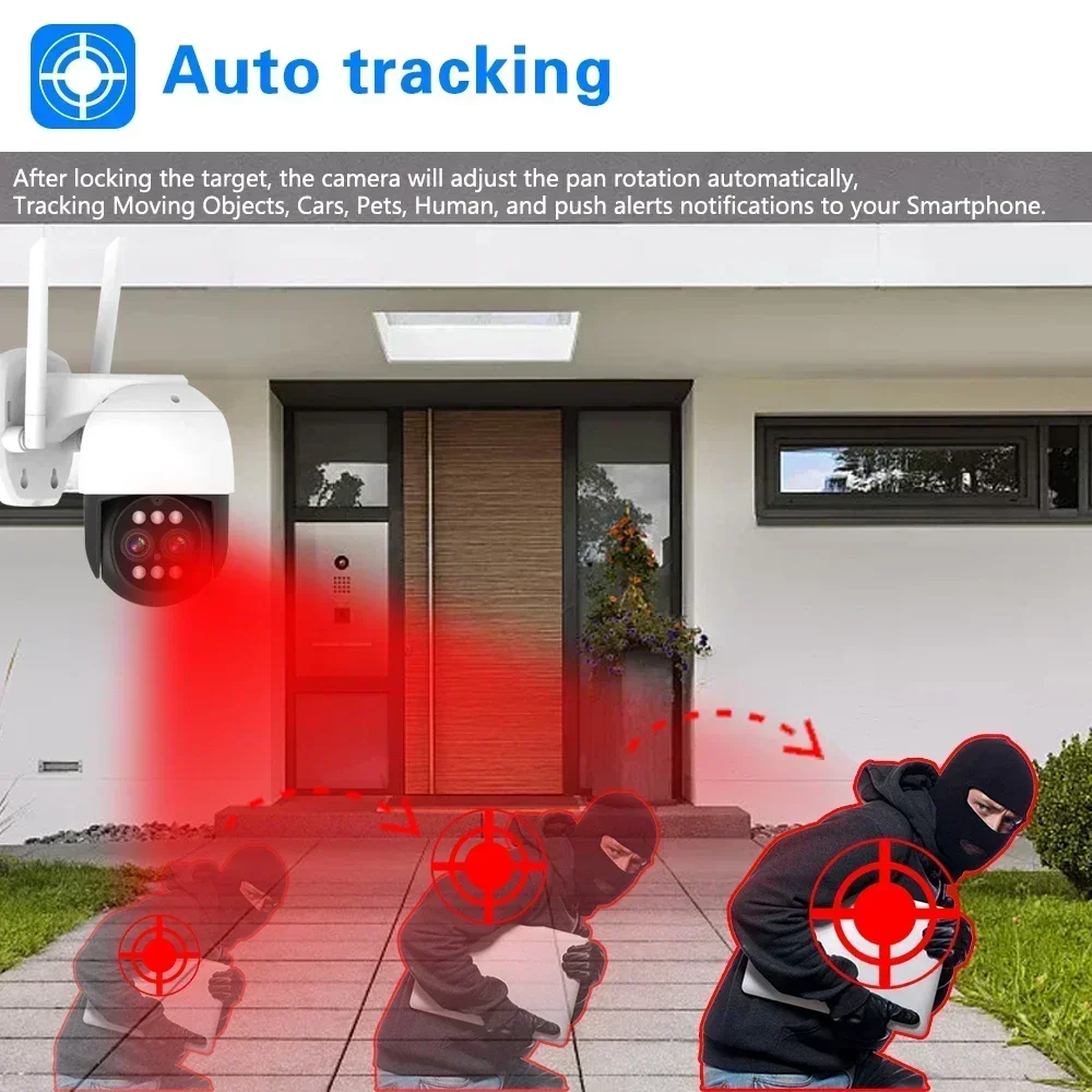 8MP 4K PTZ Wifi IP Camera Cloud 10X Digital PTZ Zoom CCTV telecamera di sicurezza Outdoor AI Human Detect Auto Tracking telecamera Wireless - immagine 3