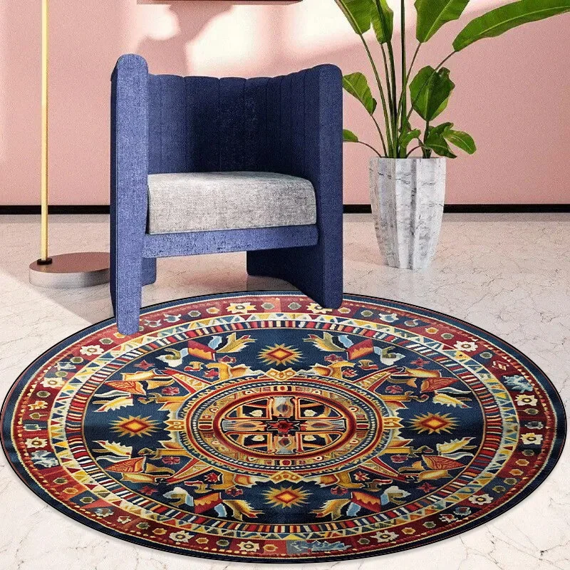 Bohemian Style Round Carpets Living Room Luxury Sofa Area Chair Non-slip Soft Floor Mat Bedroom Decor Cloakroom Rugs Washable 러그 4