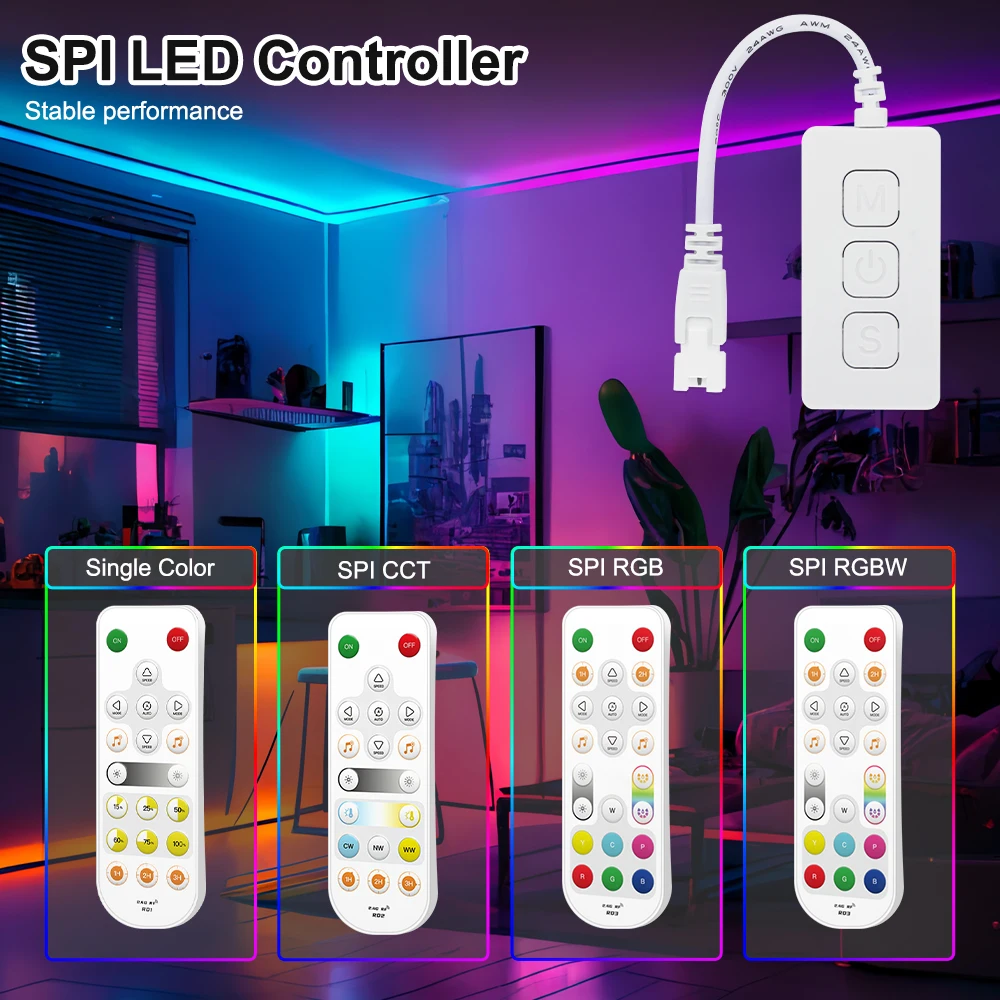 RGB IC LED Strips Controller WIFI APP LED Controller W2811 W2812B Addresstable LED Light Tape Controller LED Dimmer Adapt Alxea