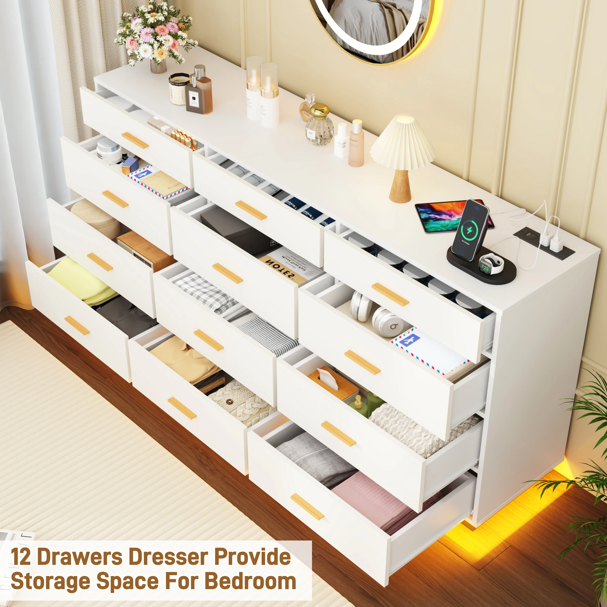 12-Drawer LED Dresser 4