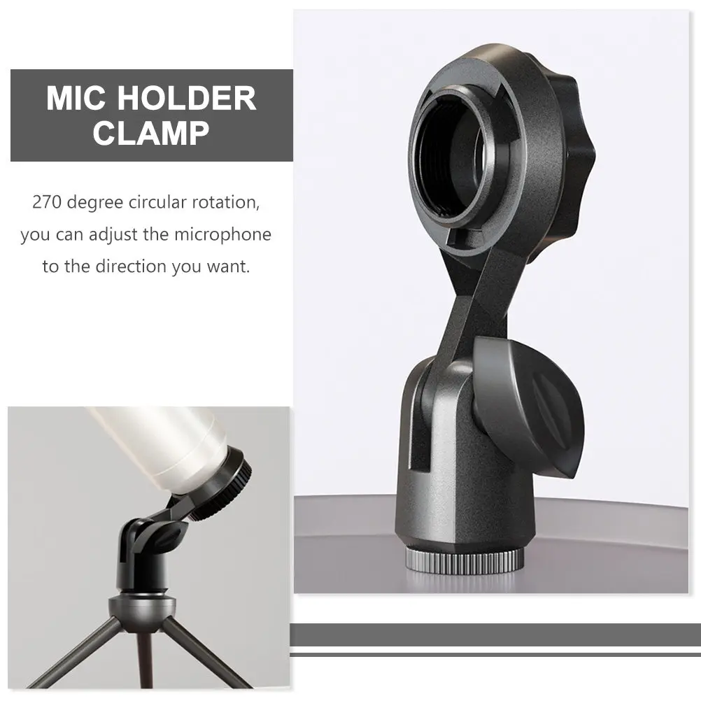 4Pcs 마이크 스탠드 클립 270도 회전식 마이크 홀더(핸드헬드 무선 마이크용) 팟캐스팅 강의용 조절식 마운트