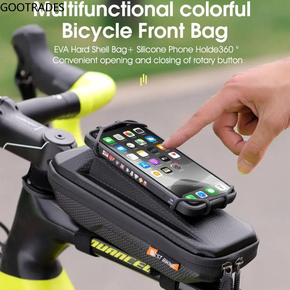 

Road Bike MTB Cycling EVA Hard Shell Front Frame Top Tube Case Bike Frame Pouch Bicycle Frame Bag With Phone Holder Bicycle Bag