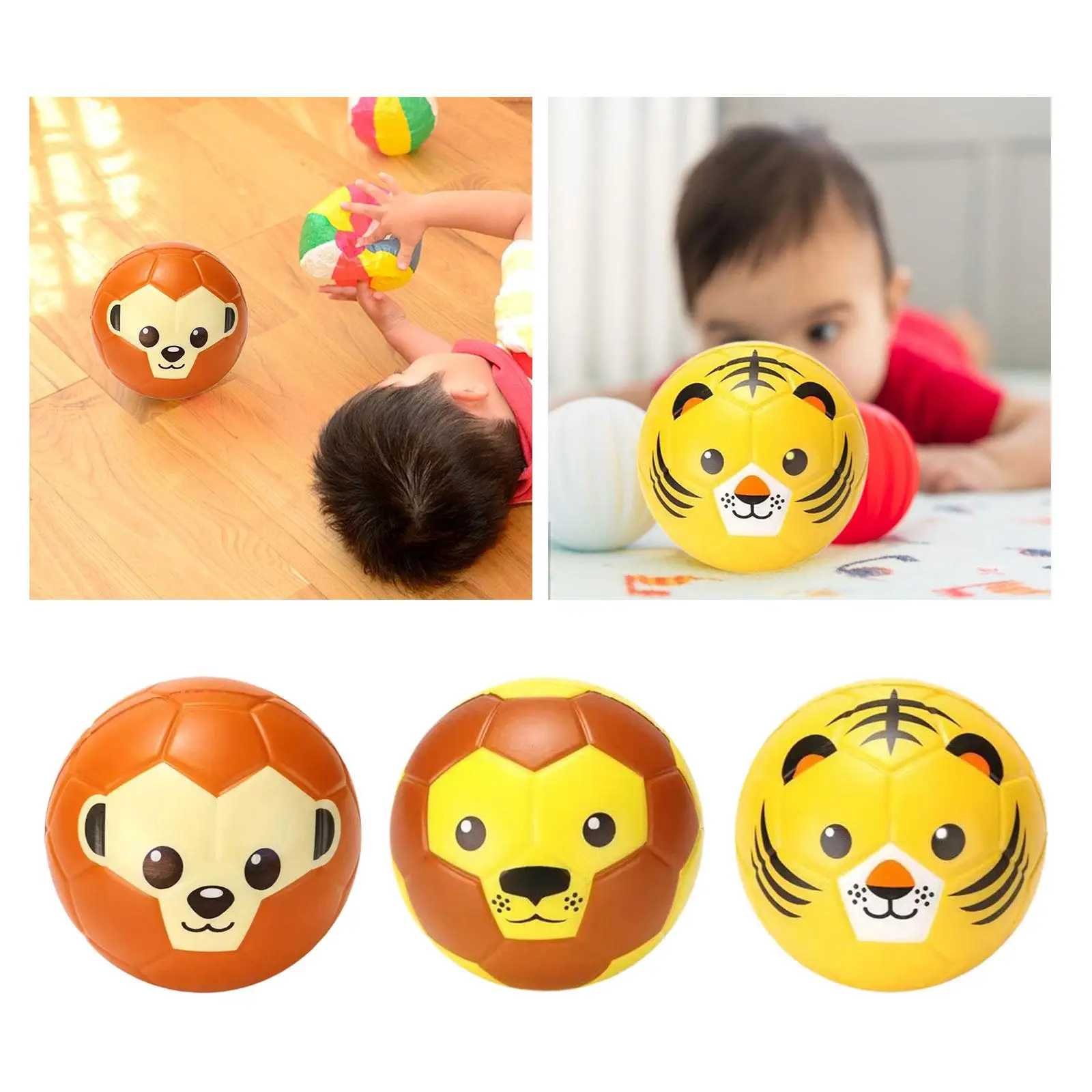 Kids Soccer Ball Mini Soccer Educational Toy Learning Portable Cartoon Animal Soft Ball for Practice Indoor Training Outdoor