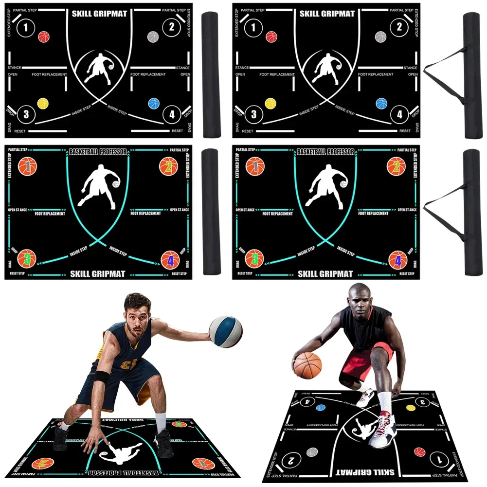 Basketball Dribble Trainer Non-Slip Basketball Footstep Mat Shock Absorbing Silent Dribble Training Mat for Home Kids Training kids basketball hoop set