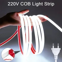 Led Strip Lights 220V High Brightness COB Led Strip IP65 Waterproof Adhesive Flexible Ribbon for Room Outdoor Garden Lighting 1