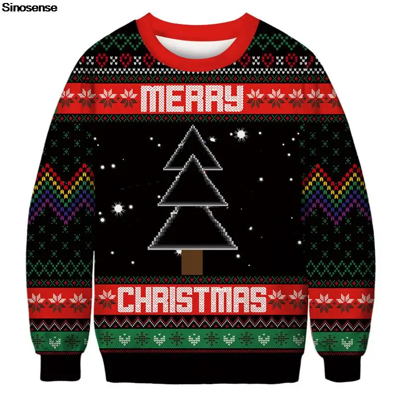 

Men Women Ugly Christmas Sweater 3D Funny Printed Autumn Winter Holiday Party Crewneck Sweatshirt New Year Eve Xmas Jumpers Tops