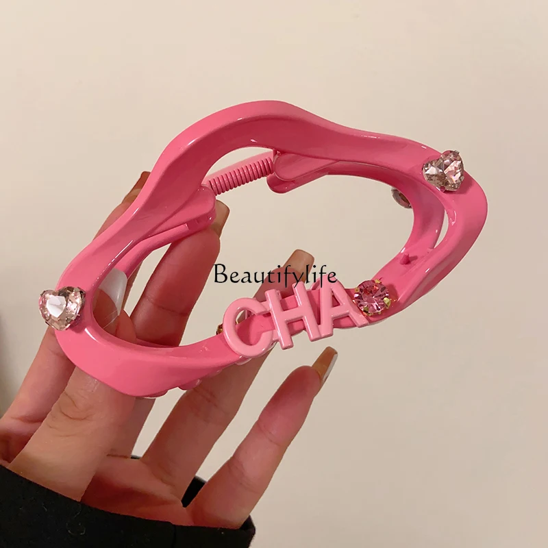 

Pink Y2g Barrettes Female Back Head Updo Large Shark Clip High-Grade Sense