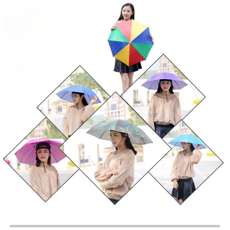 1PC Fishing Hat Umbrella Children Adult Large Hat Head Wearing Umbrella Hat Men and Women Outdoor Folding Weather Umbrella