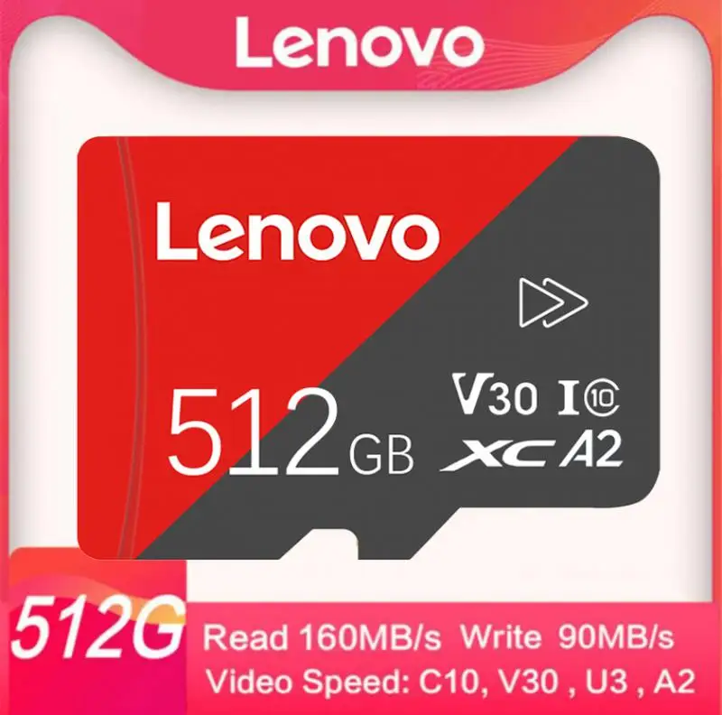 Scheda Di Memoria Lenovo Sd 512Gb Micro Tf/Sd Card Class10 A2 V30 Flash Sd Card 32Gb 64Gb Tarjeta De Memoria Per Fotocamera Uav Phone