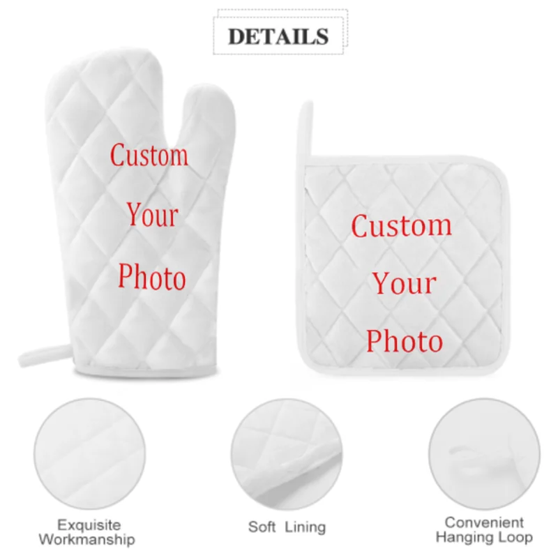 Sublimation Blank Kitchen Oven Glove Mitts Household Cooking Insulation  Pads Anti-scald Gloves Baking Heat-resistant Pot Pad