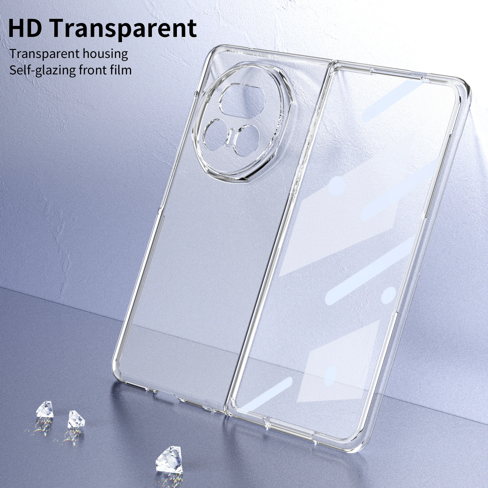 Honor Magic V5 Case: Sleek Ice Feel Folding Design with Glass HD Front Film, Shockproof Protection