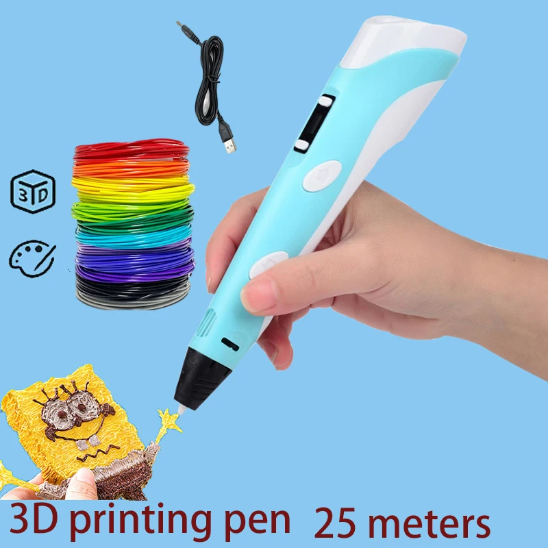 E-kewl 3D Printer Pen PLA Filament Printing Pen 3 D Pen Graffiti 3D DIY  Drawing Pencil For Kids Children Toys Birthday Gift