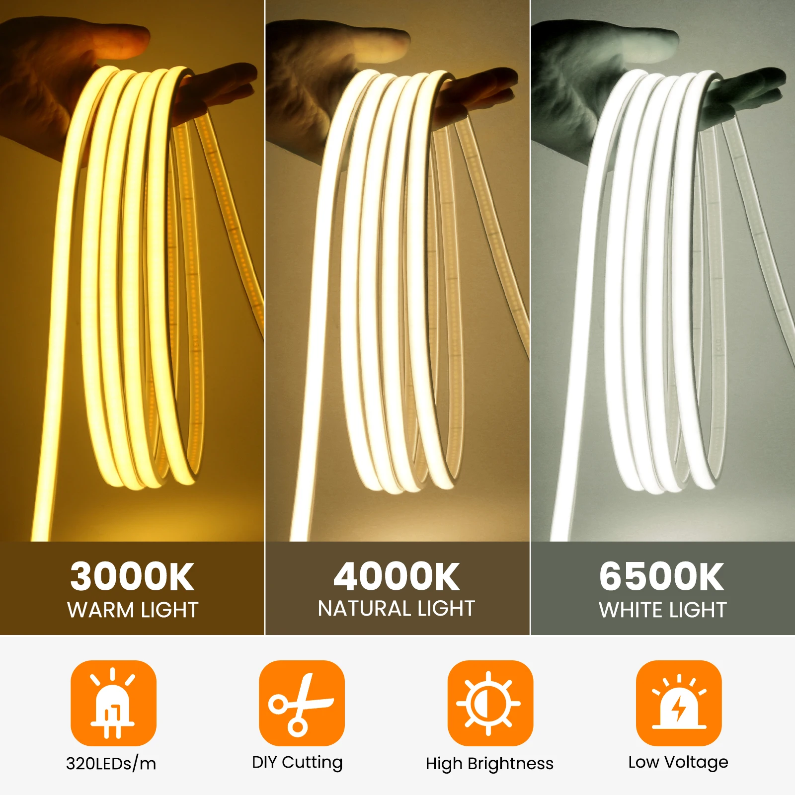 Waterproof COB LED Strip USB 5V 320LEDs/m Flexible Neon Lights S07cc7e2b53af4900be62ede2641b2912G