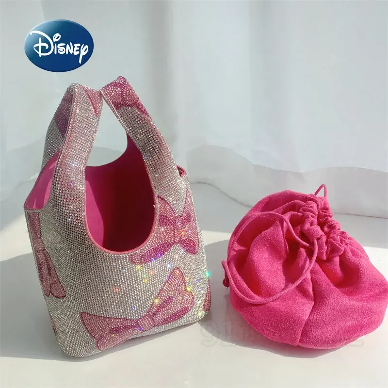 Disney Mickey New Women's Bag with Diamond Embedding Fashion Women's Handbag Cartoon Luxury Brand 2-Piece Handbag High Quality