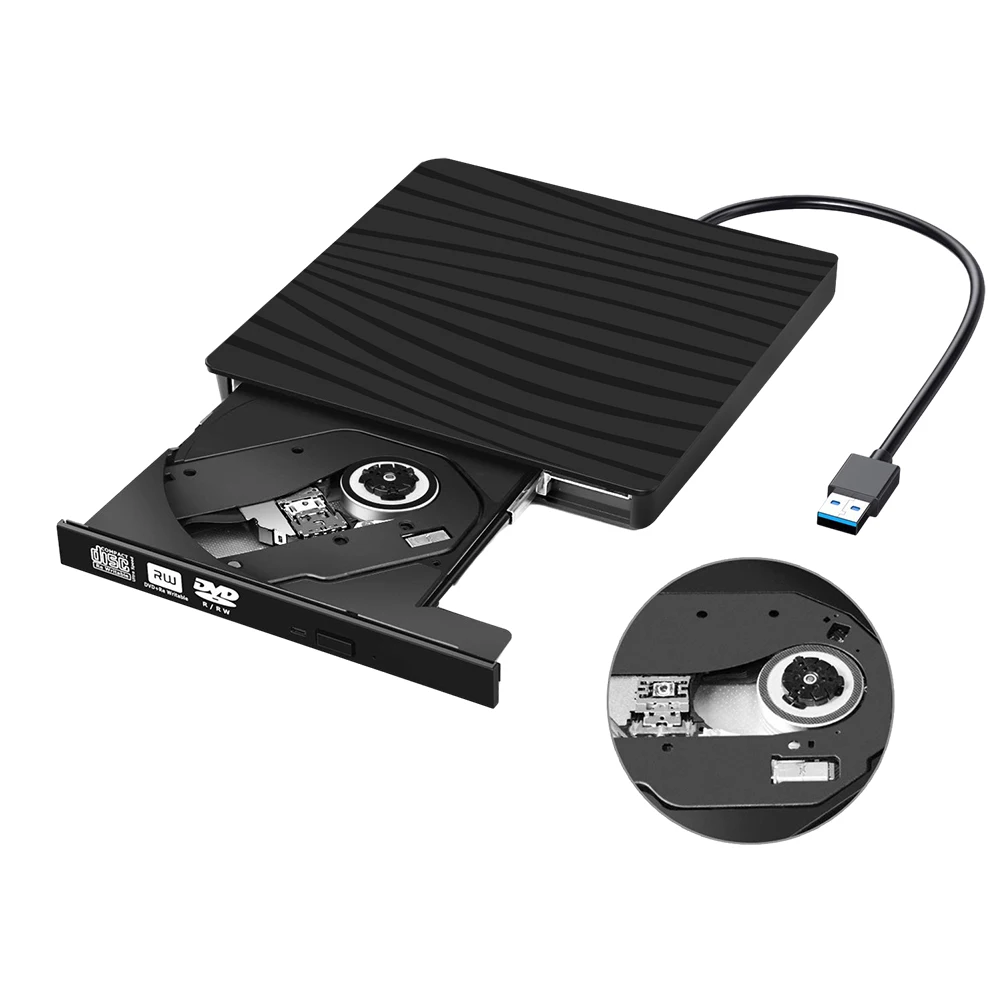 노트북 데스크탑 PC용 휴대용 CD DVD 버너, 플러그 앤 플레이 CD 리더, 리라이터, USB 3.0 C 타입
