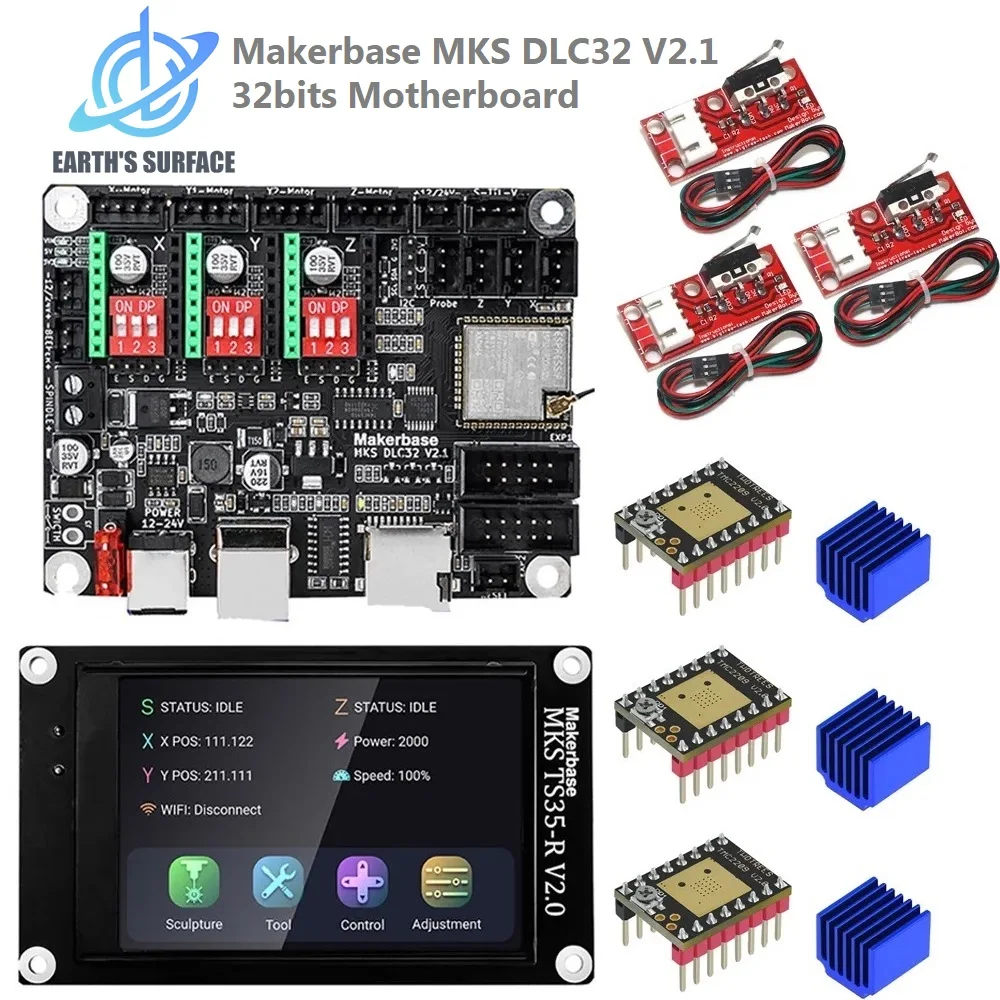 DB-Laser Engraving Machine Part Makerbase MKS DLC32 V2.1 32bits Motherboard Offline Controller WIFI TFT Touch Screen TS24/TS35-R