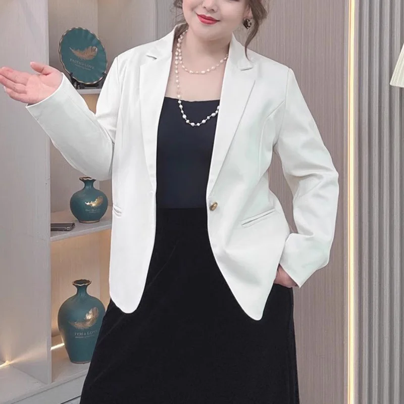 Women's Plus Size Short Blazer Jacket For Curvy Petite Slim Fit Spring Autumn Office Casual Lounge Coat Chic Elegant Black