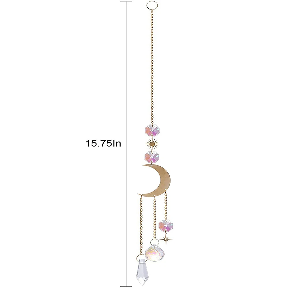 Crystal Moonphase Sun Catcher Glass Hanging Suncatcher Pendant Rainbow Maker Ornament For Home Office Garden Decoration Gift sun catcher crystal pendant sun catchers