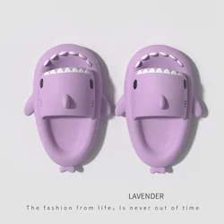 Enhanced Title: Summer Shark Slippers: Comfy Anti-Skid Slides - 32-33 (Lightweight purple)