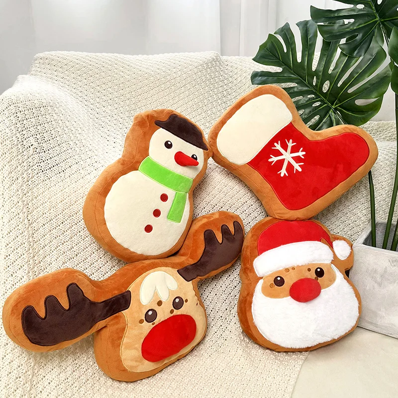 Lovely Christmas Elk Snow Man Plush Throw Pillow Kawaii Stuffed Cartoon Santa Claus Red Socks Plushies Cushion Xmas Party Decor ecuador flag ecuadorian flag t shirt scarves mask poster sticker pillow phone cases and more socks socks for men socks set