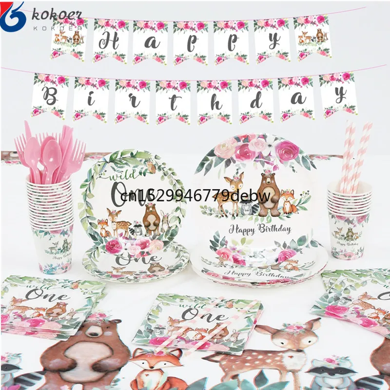 

Набор столовой посуды дикая джунгли с животными для первого дня рождения и вечевечерние НКИ