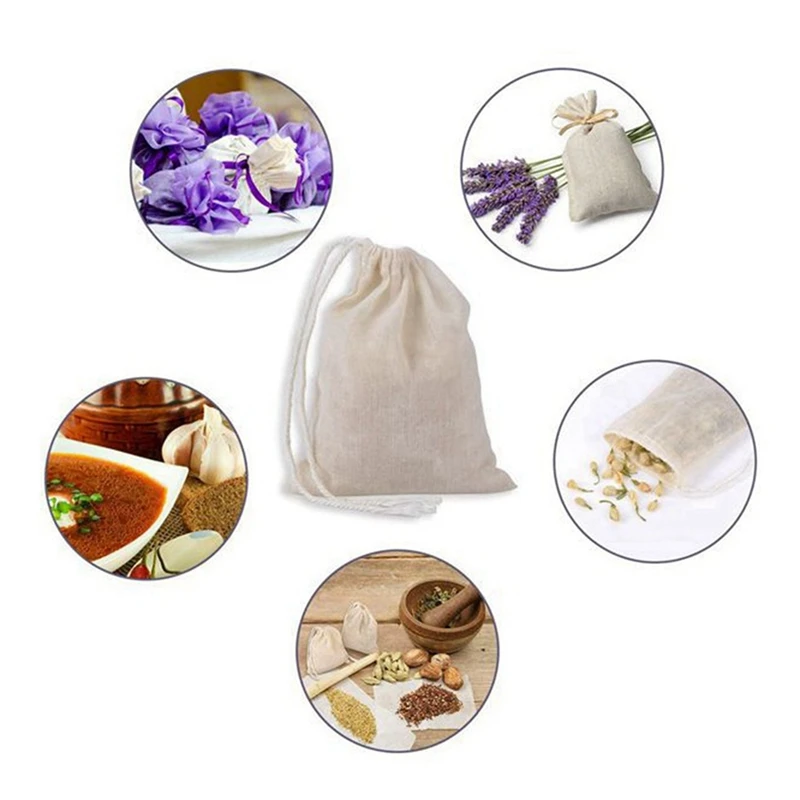 150 Pieces Drawstring Cotton Bags Muslin Bags,Tea Brew Bags (4 X 3 Inches) 3