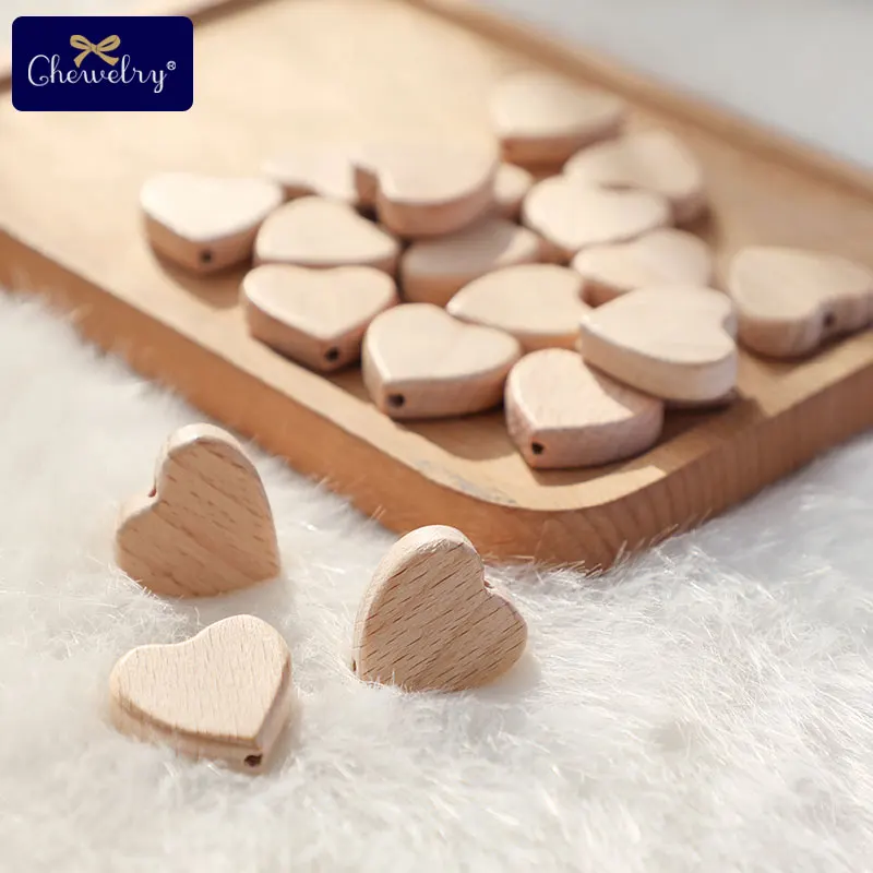 Baby Teething Toys 10pcs Beech Wooden Beads Baby Teether Rodent Mini Birds Hearts Beads DIY Necklace Pacifier Chain Crafts Jewelry Children Product