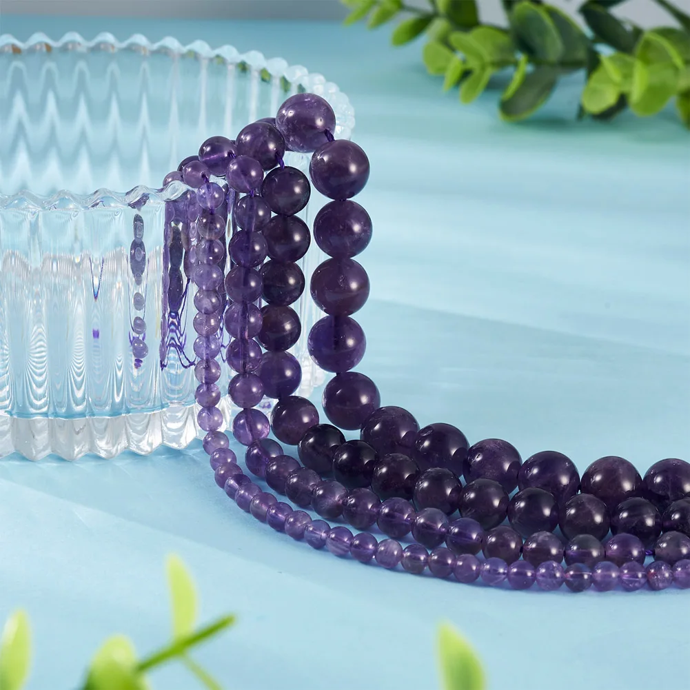 4 Strands Natural Amethyst Purple Beads Crystal Round Loose Spacer Beads For Jewelry Making Bracelet Necklace Supplies 4~10mm