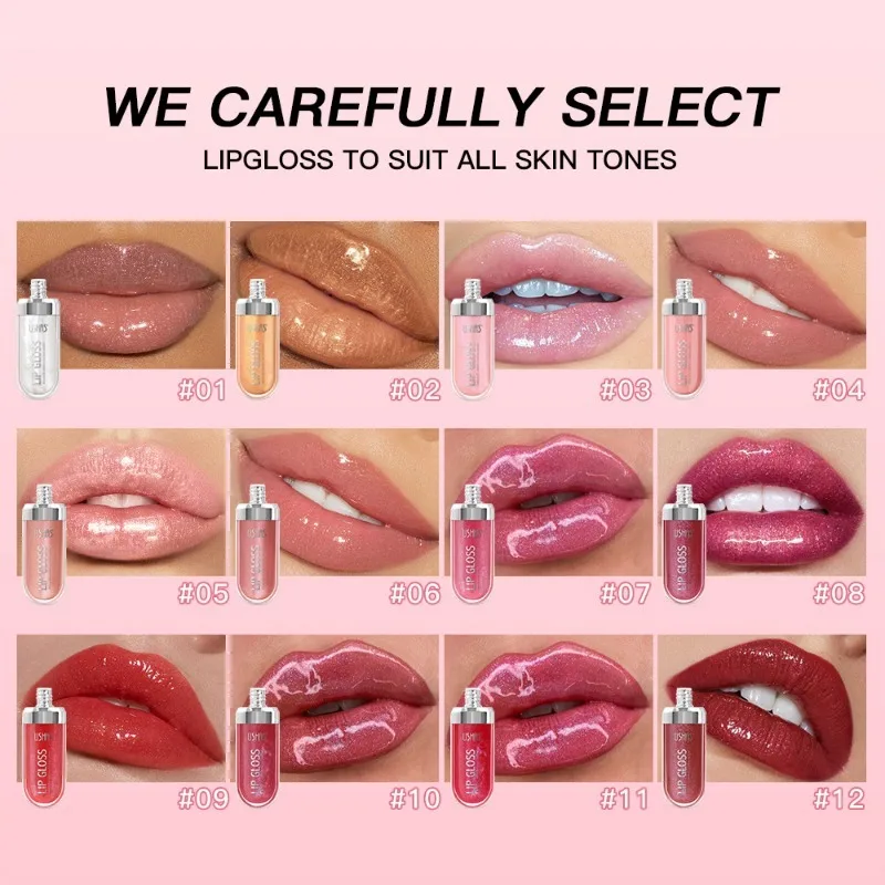 12Colors Glitter Lip Gloss Long Lasting Diamond Pearlescent Metallic Liquid Lipstick Moisturizing Lip Glaze Cosmetics Makeup Ins
