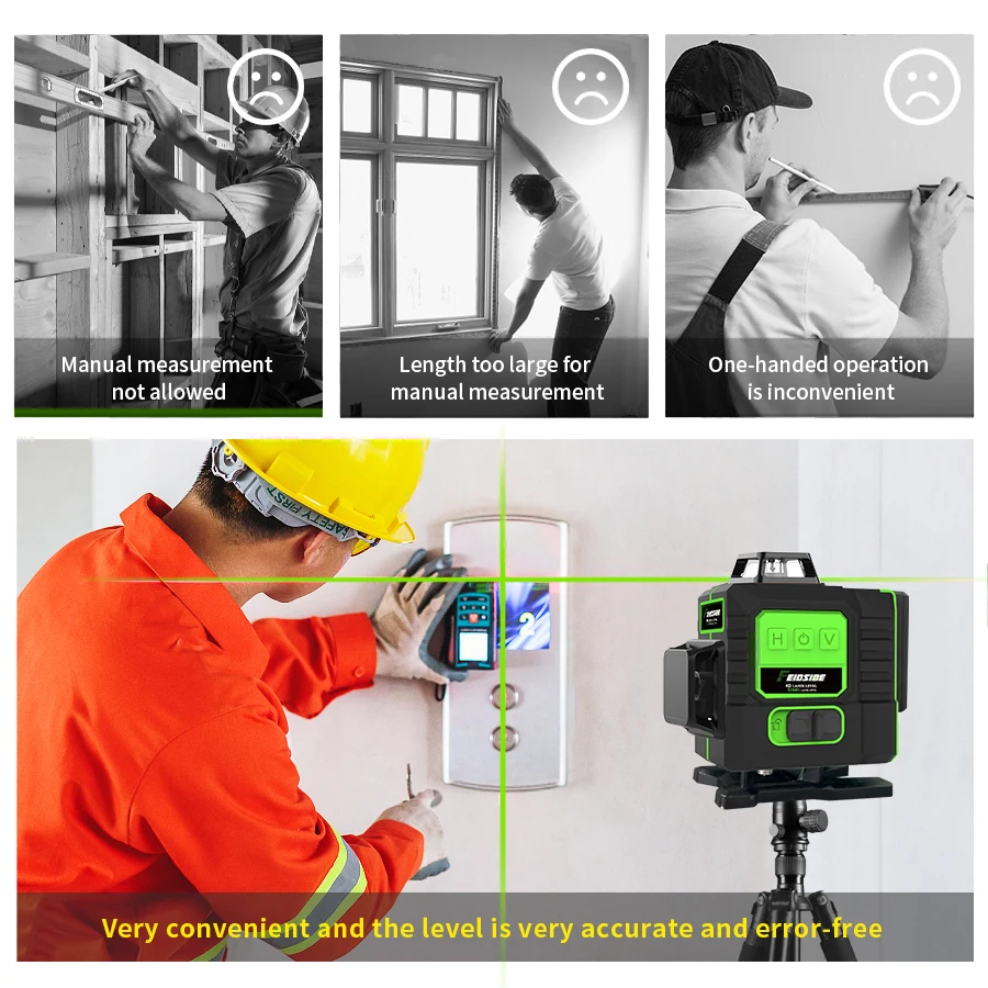 Laser Level FEIDSIDE 16/12 Lines 4D/3D Laser Level Green Line Self-Leveling 360 Horizontal And Vertical Super Powerful