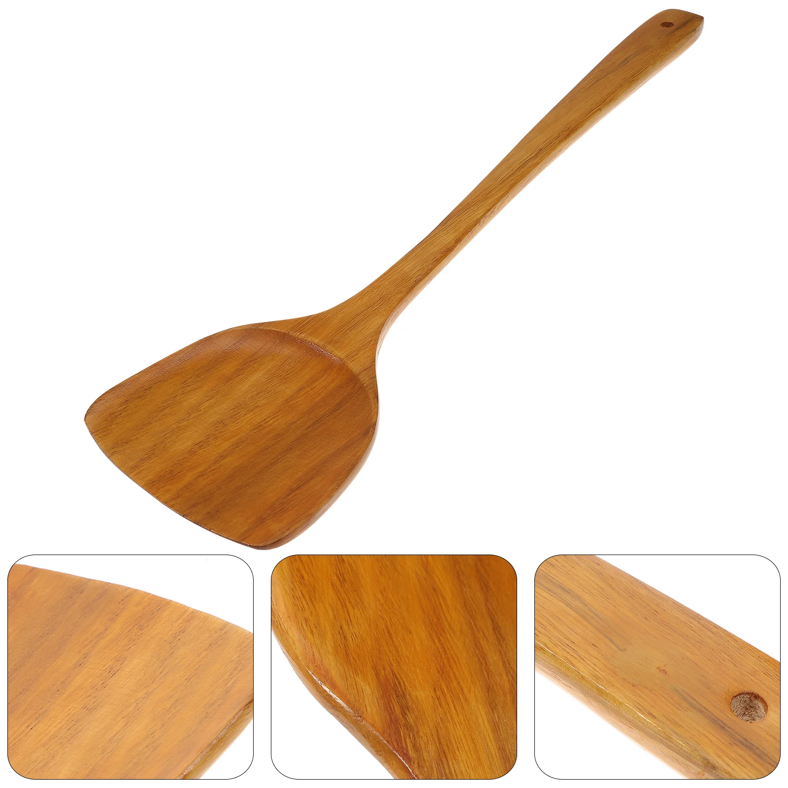 

Wood Non Stick Fry Pan Long Handle Cooking Utensil Bamboo Wooden Spatula Griddle