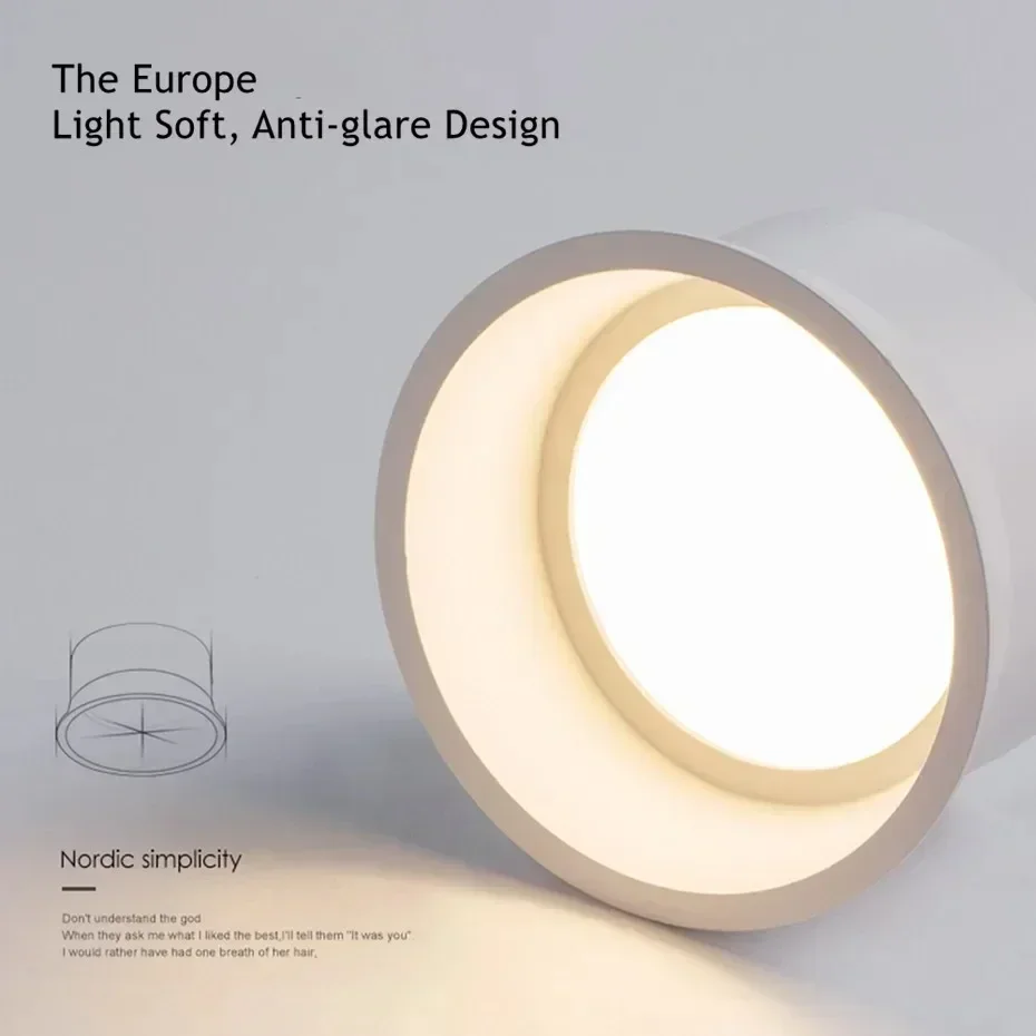 LED Downlight Dimmable Anti-glare 7W 9W 12W 15W 18W Backlight Interior Lighting AC220V 110V