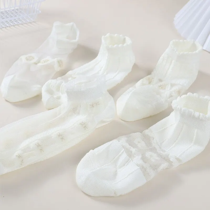 Transparent Socks 5 Pairs Women Summer